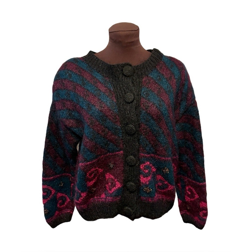 Segrets by Sigrid Olson Vintage Mohair Wool Sweater Cardigan Womens size Medium - Picture 9 of 9